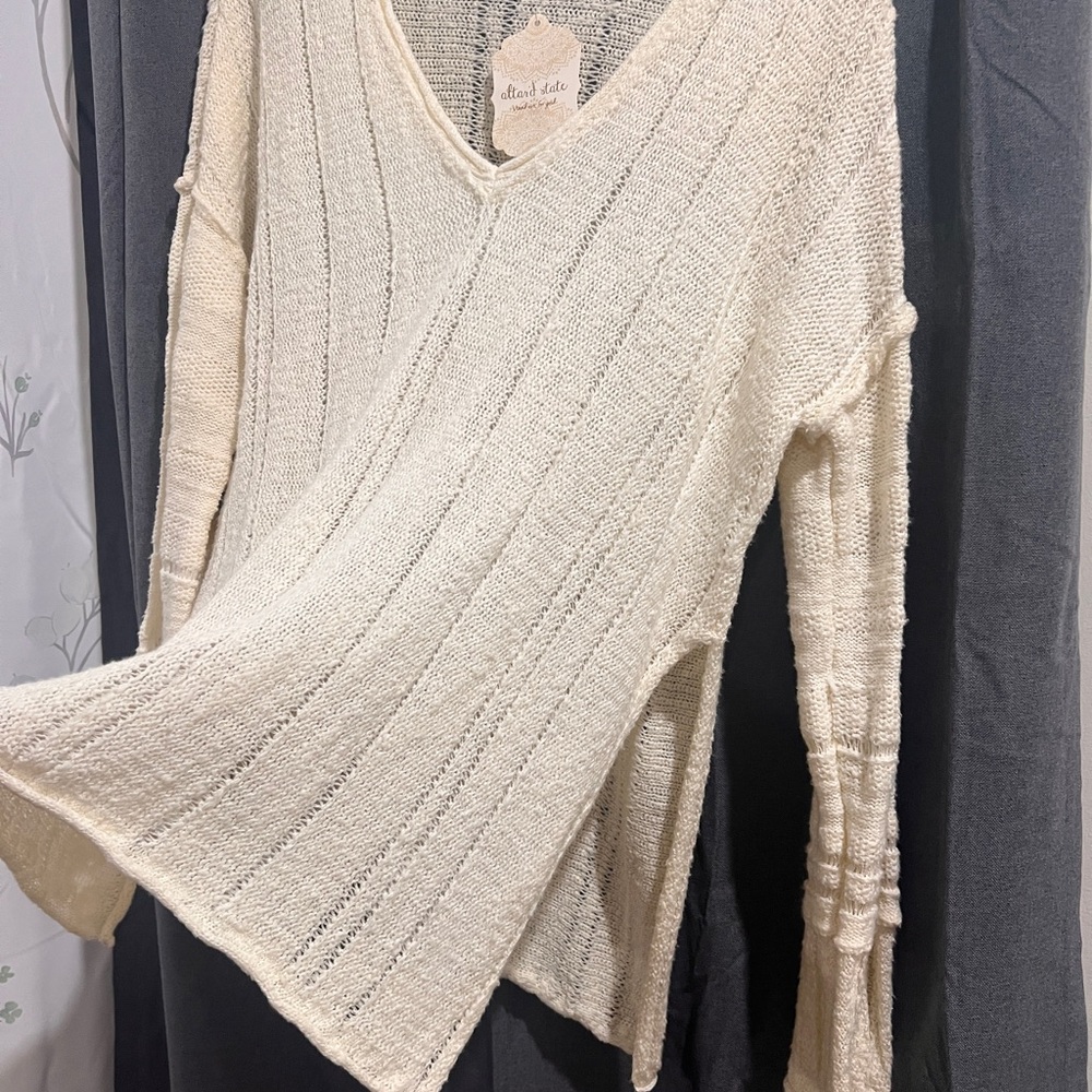 Altar'd State Cream V-Neck Sweater - Picture 5 of 9